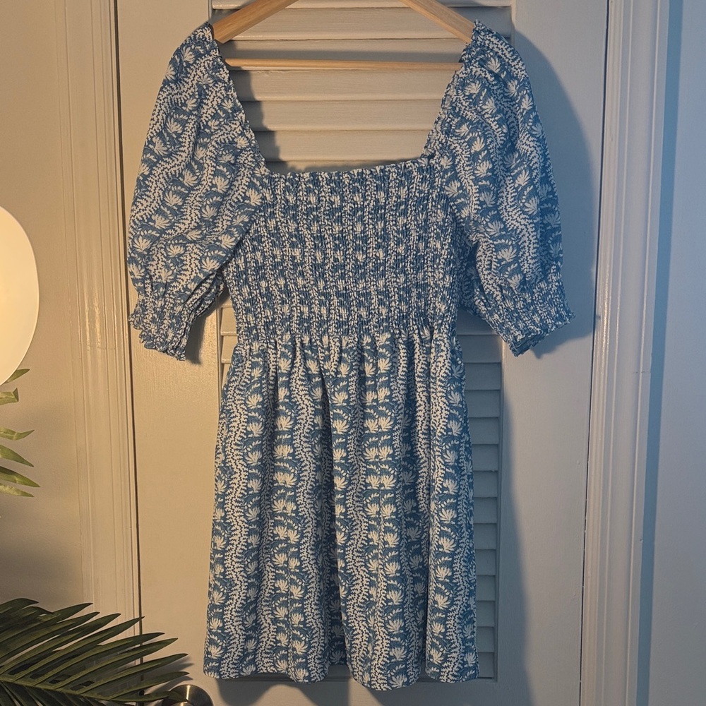 Hill House Blue and White Floral Mini Nap Dress